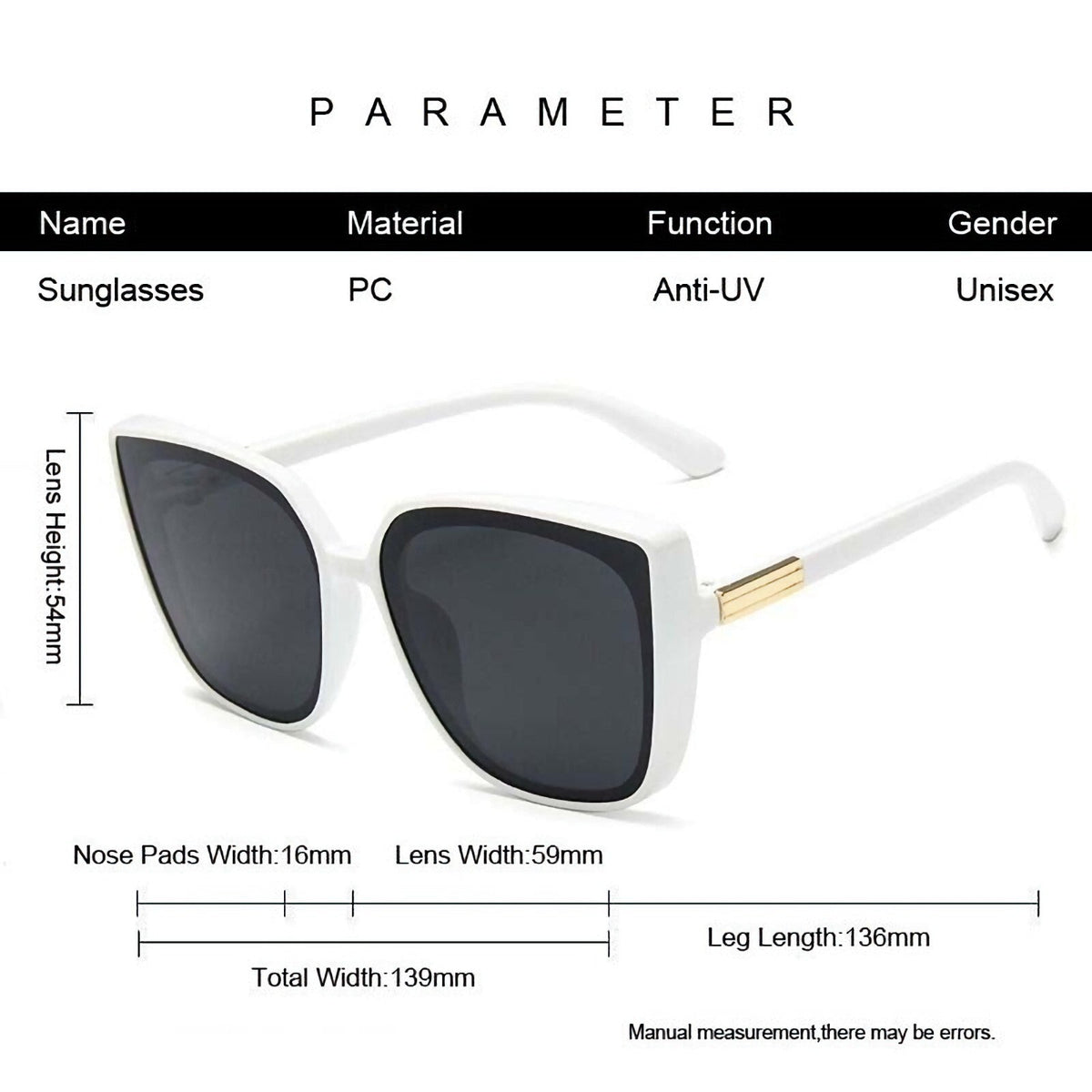 Oversized Cat-Eye-Sonnenbrille Weiß-Gold