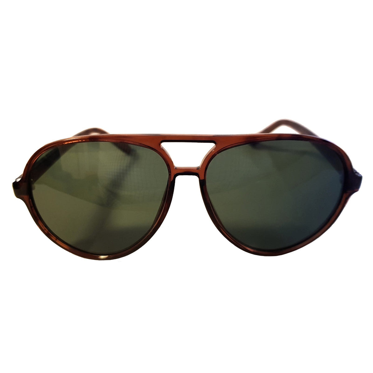 Braune Designer Damen-Sonnenbrille mit grünen Gläsern