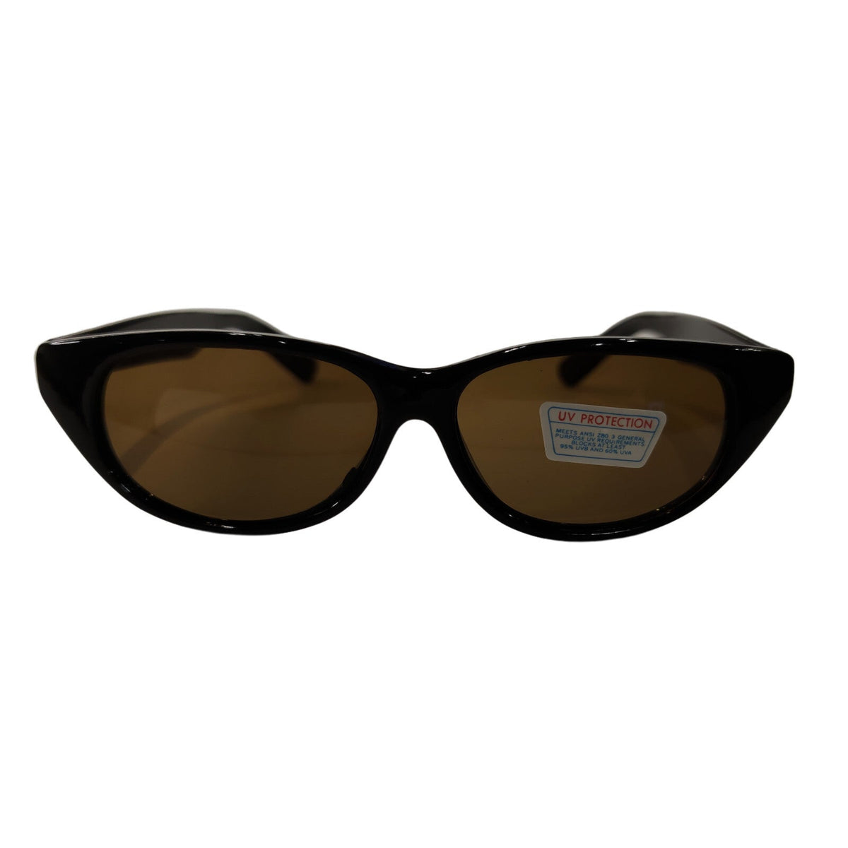 Schwarze Cat-Eye-Sonnenbrille mit braunen Gläsern