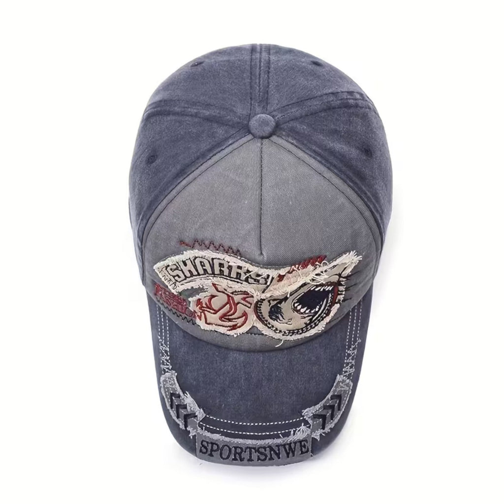 Sharks Vintage-Basecap aus Baumwolle mit Retro-Stickerei