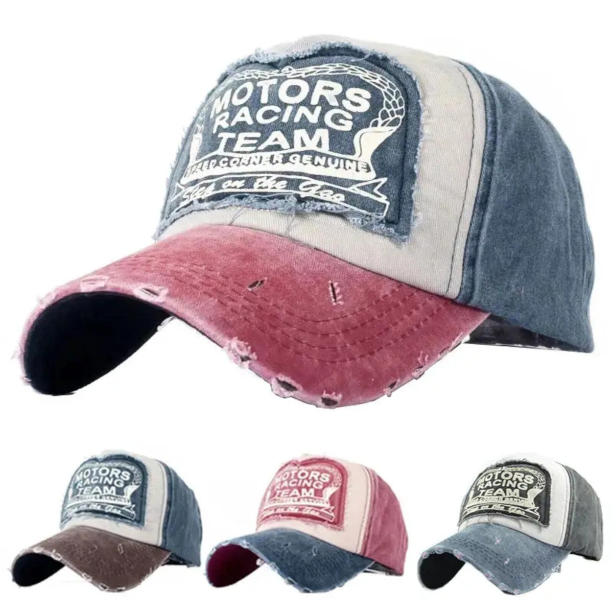 Motor Racing Vintage-Basecap aus Baumwolle mit Retro-Stickerei