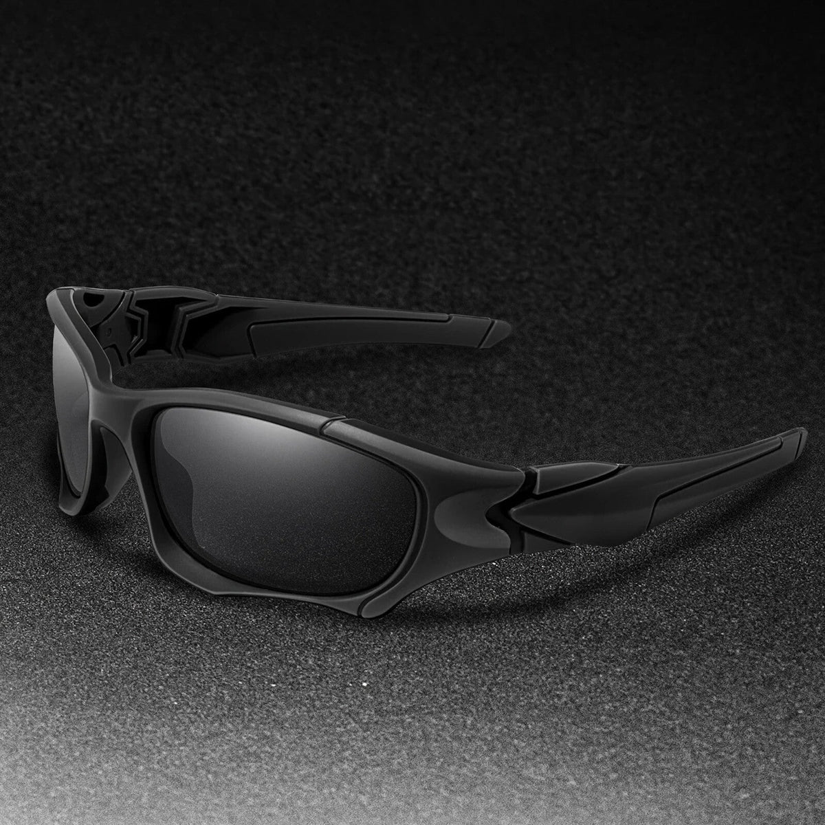 Schwarze Sport-Sonnenbrille aus Polycarbonat