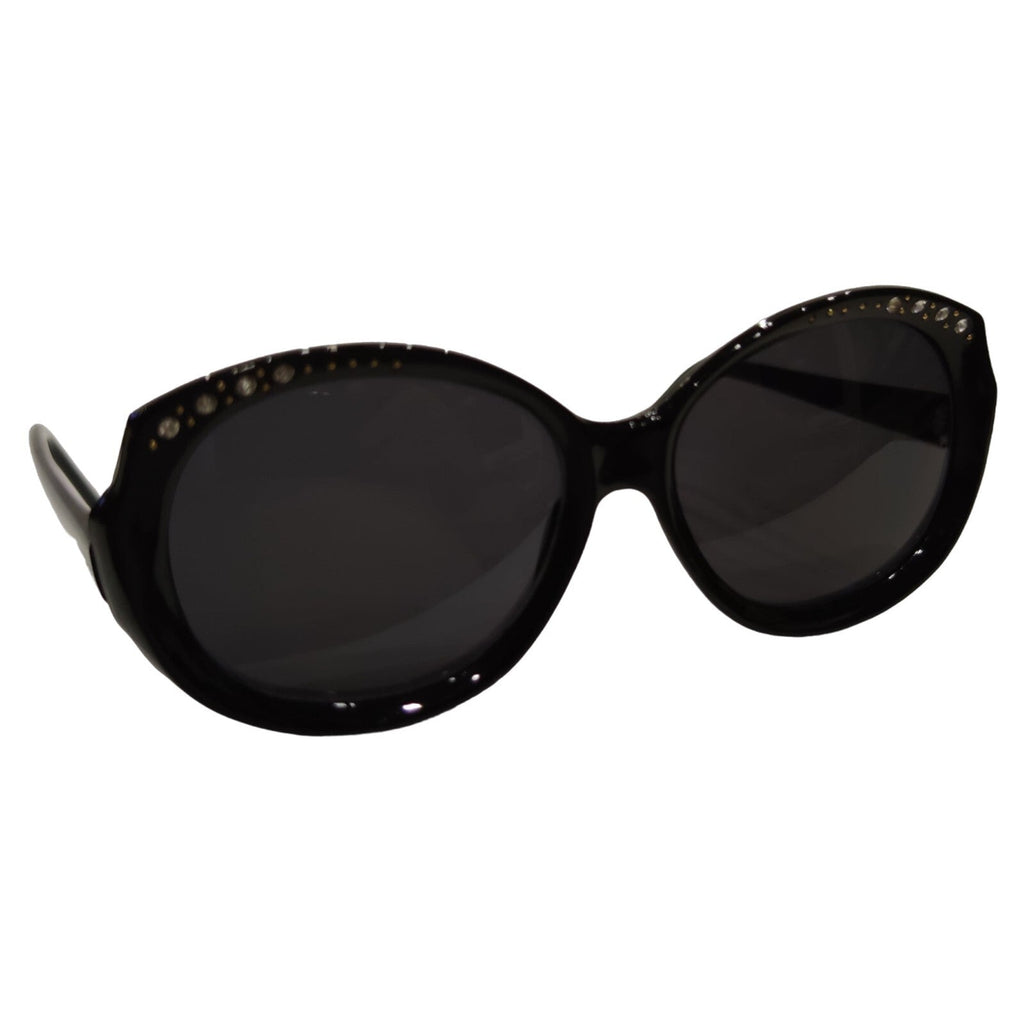 Schwarze Cat-Eye-Sonnenbrille mit Strass