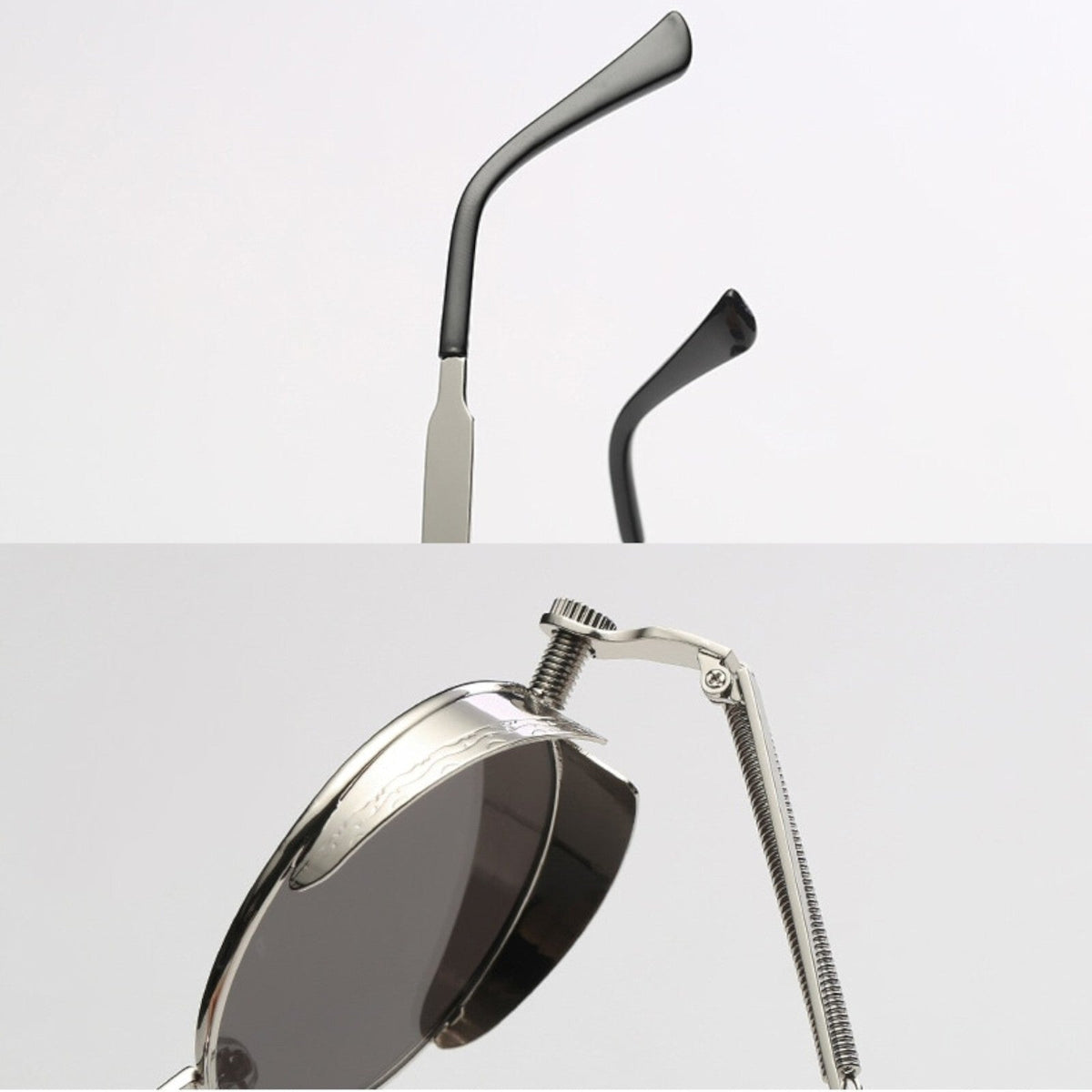 Runde gold-schwarze Steampunk-Sonnenbrille