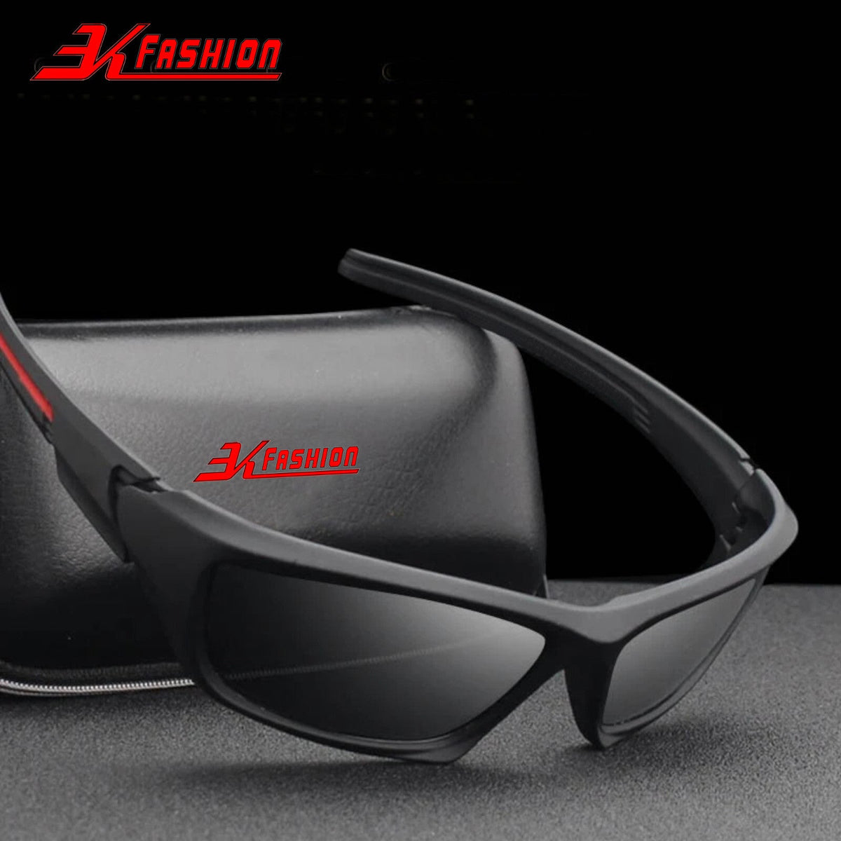 Schwarze 3K Fashion 768 Biker-Sonnenbrille aus TR90