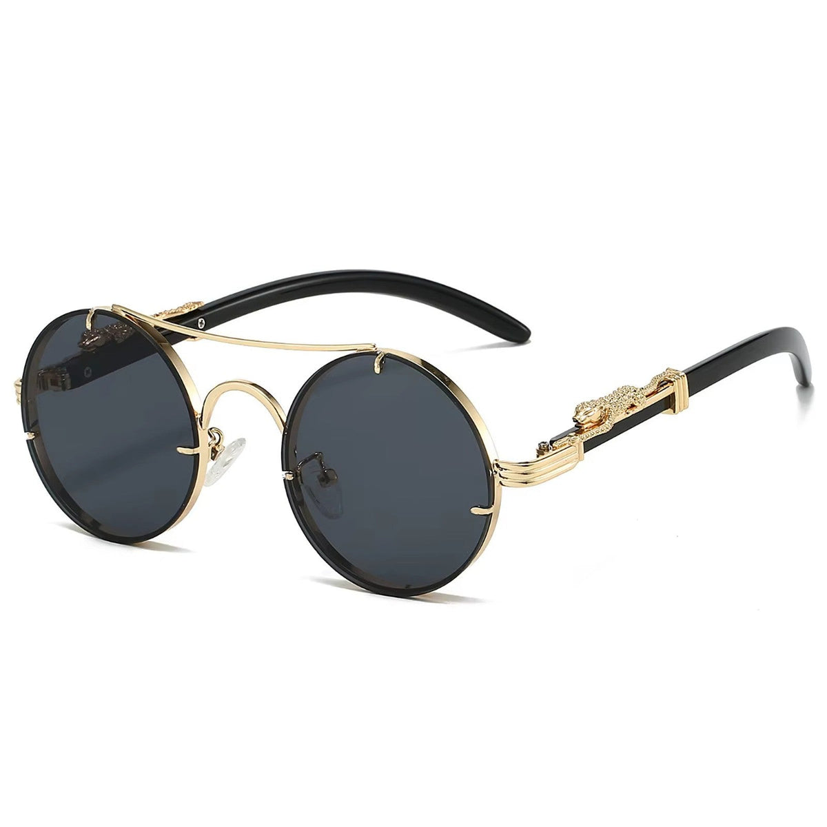 Goldene Vintage Designer-Sonnenbrille im Leoparden-Look
