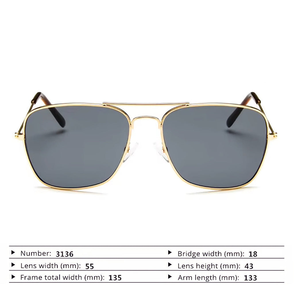 Gold-graue Piloten-Sonnenbrille mit UV400-Schutz