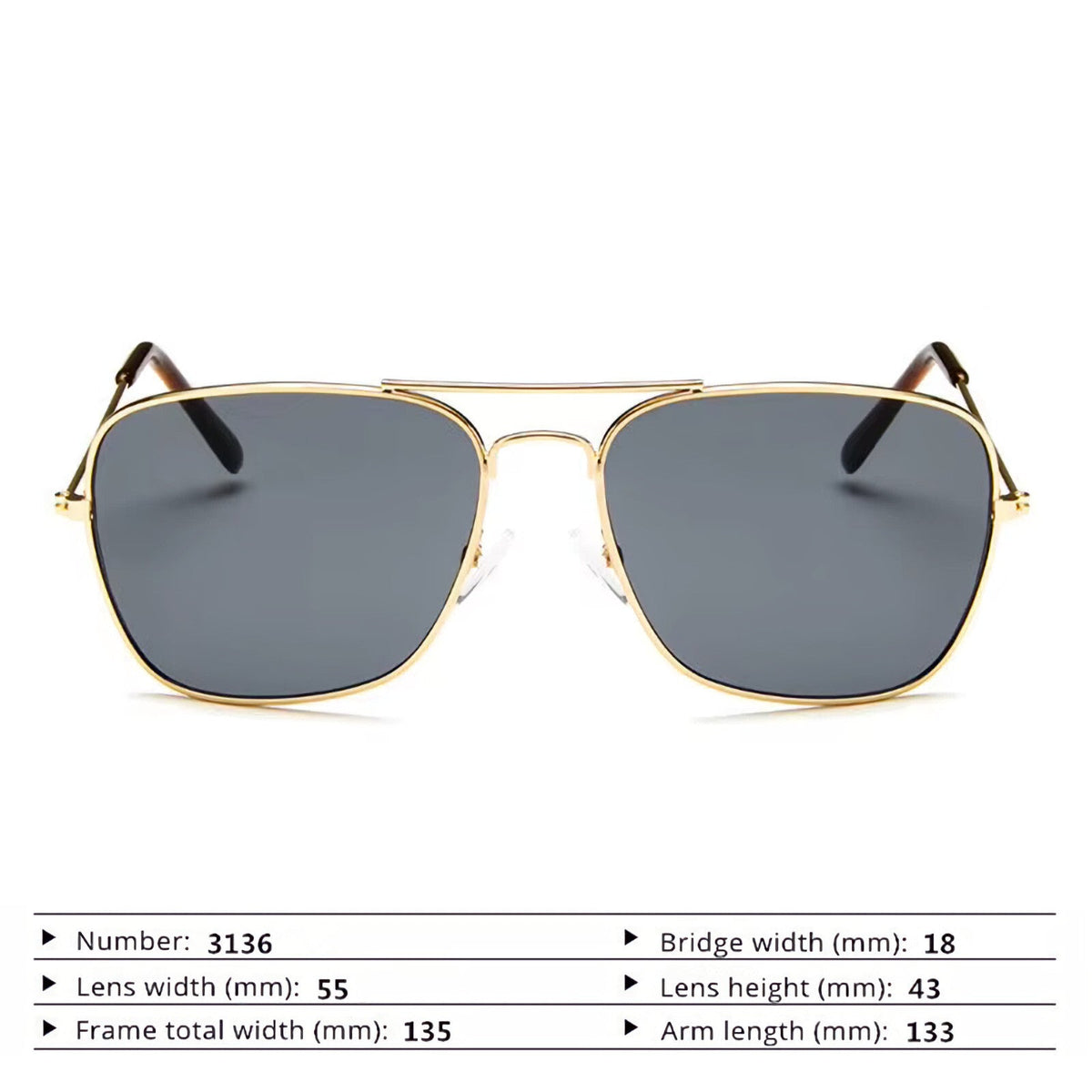 Gold-graue Piloten-Sonnenbrille mit UV400-Schutz