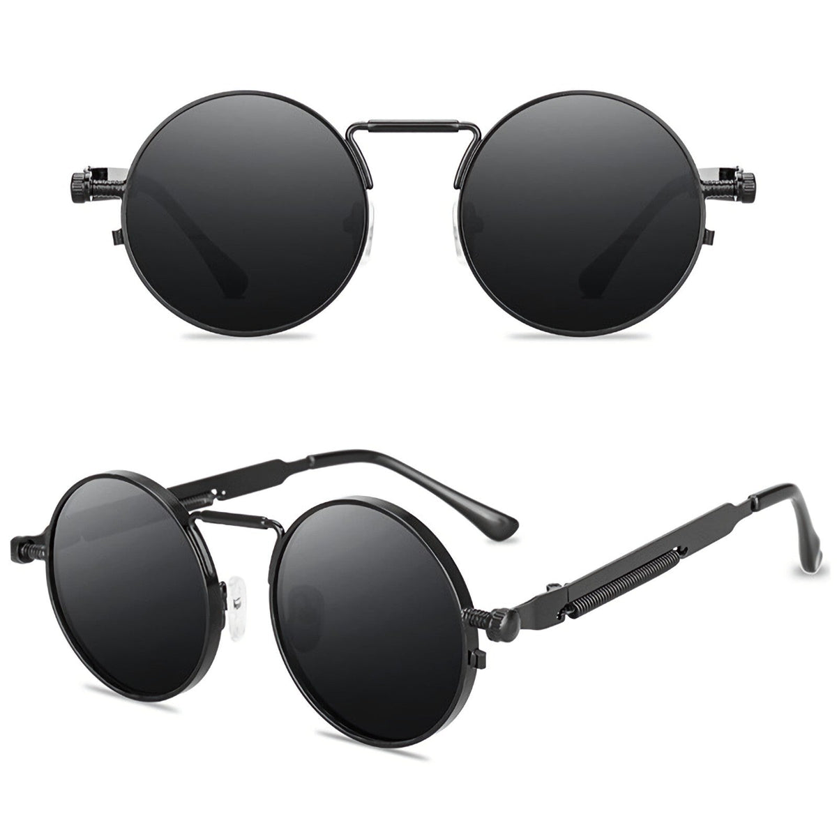 Runde schwarze Steampunk-Sonnenbrille im Lennon-Stil
