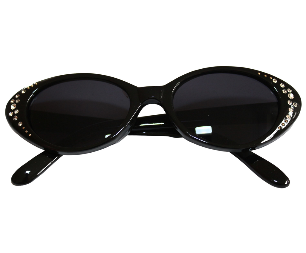 Schwarze Cat-Eye-Sonnenbrille mit Strass