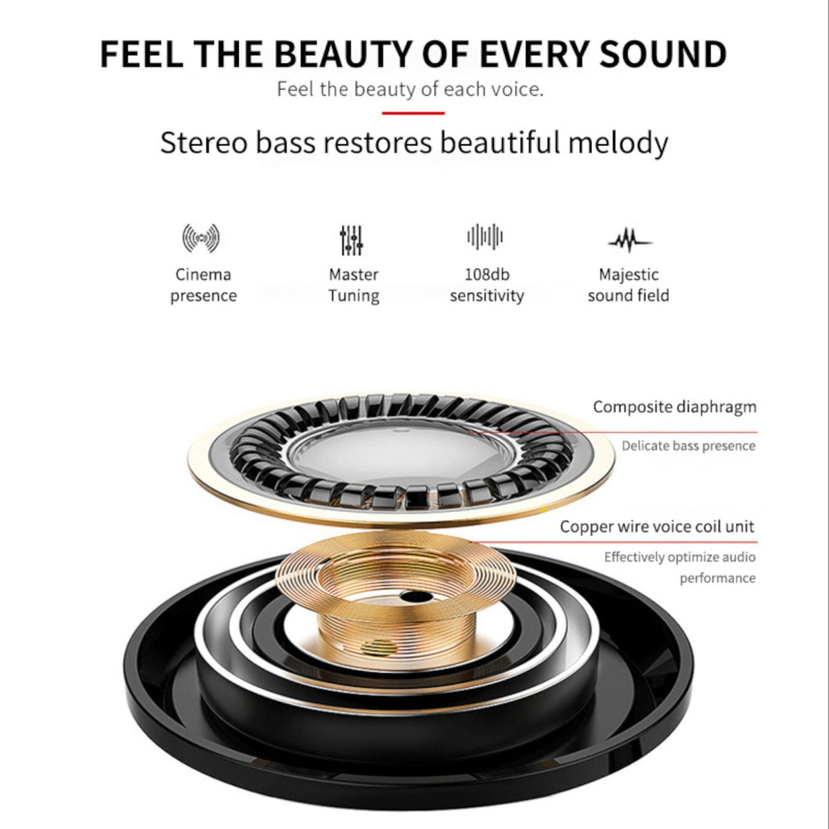 Surround Bass High-End Sport Headset S200 Metal In-Ear Kopfhörer Surround Bass - 3KShop.de