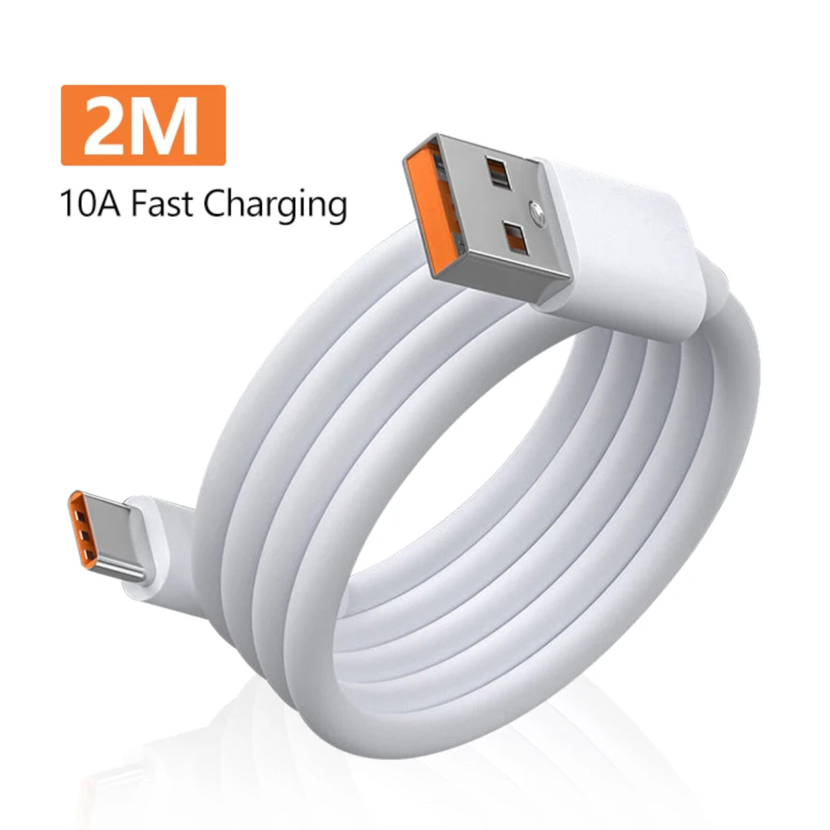 2m USB-C Schnell Ladekabel USB Typ C Daten Handy für Huawei Xiaomi ... weiss - 3KShop.de
