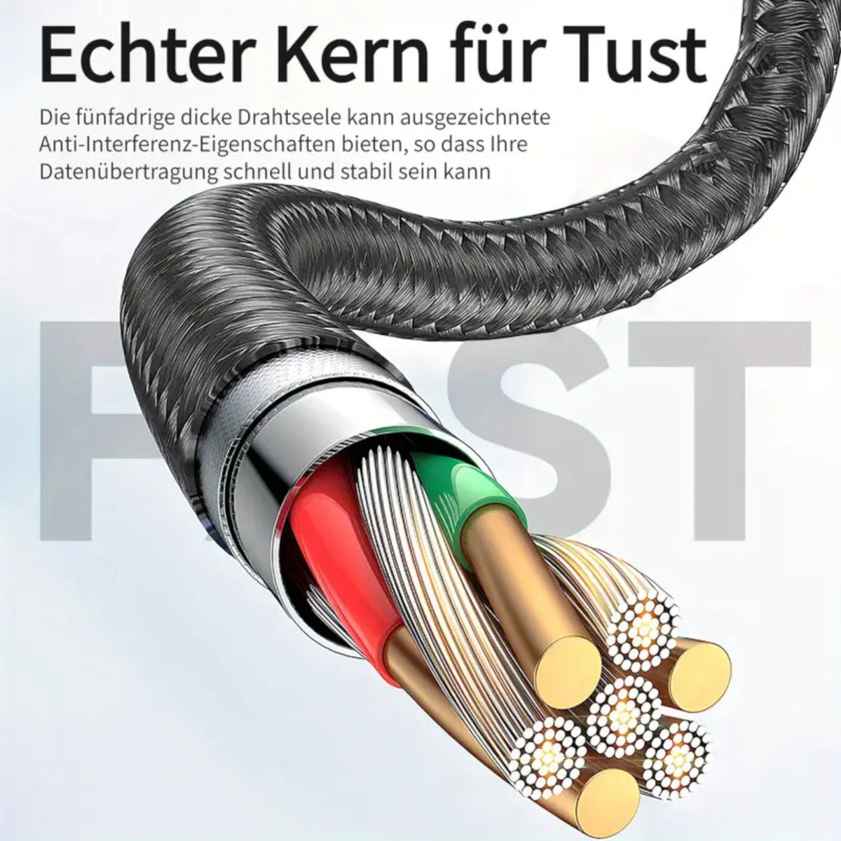 7A 120W 1m Heemax Schnell Ladekabel USB A zu Typ C Daten Handy Nylon schwarz - 3KShop.de