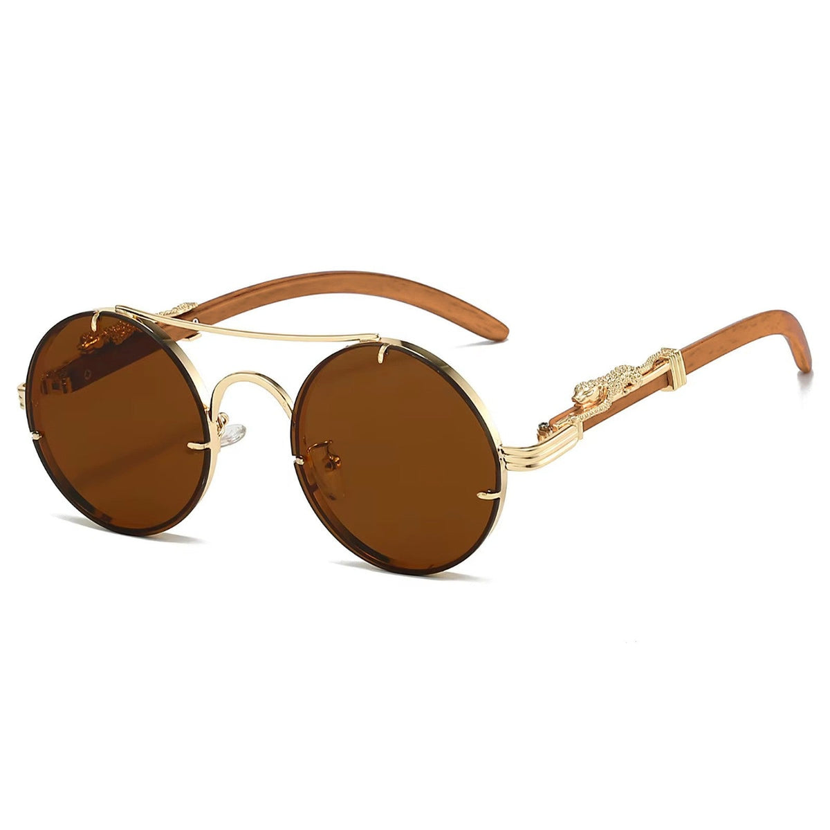Goldene Vintage Designer-Sonnenbrille im Leoparden-Look