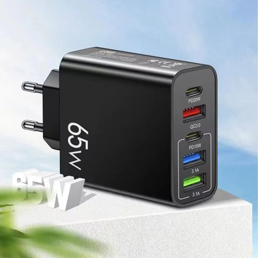 65-W-Schnellladegerät mit 5 USB-A- und USB-C-Ports