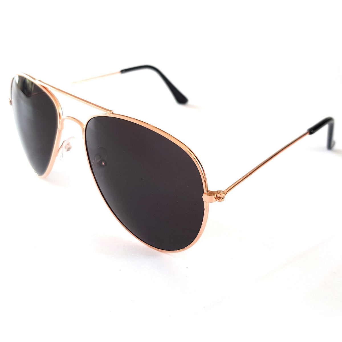 Kupferfarbene Piloten-Sonnenbrille mit dunklen Gläsern