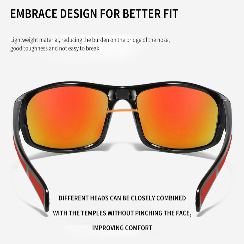 Schwarz-orange Sport-Sonnenbrille X8 verspiegelt