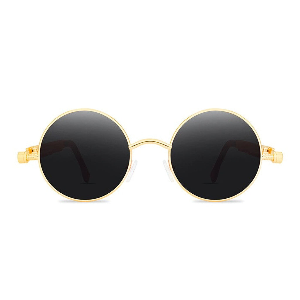 Runde gold-schwarze Steampunk-Sonnenbrille