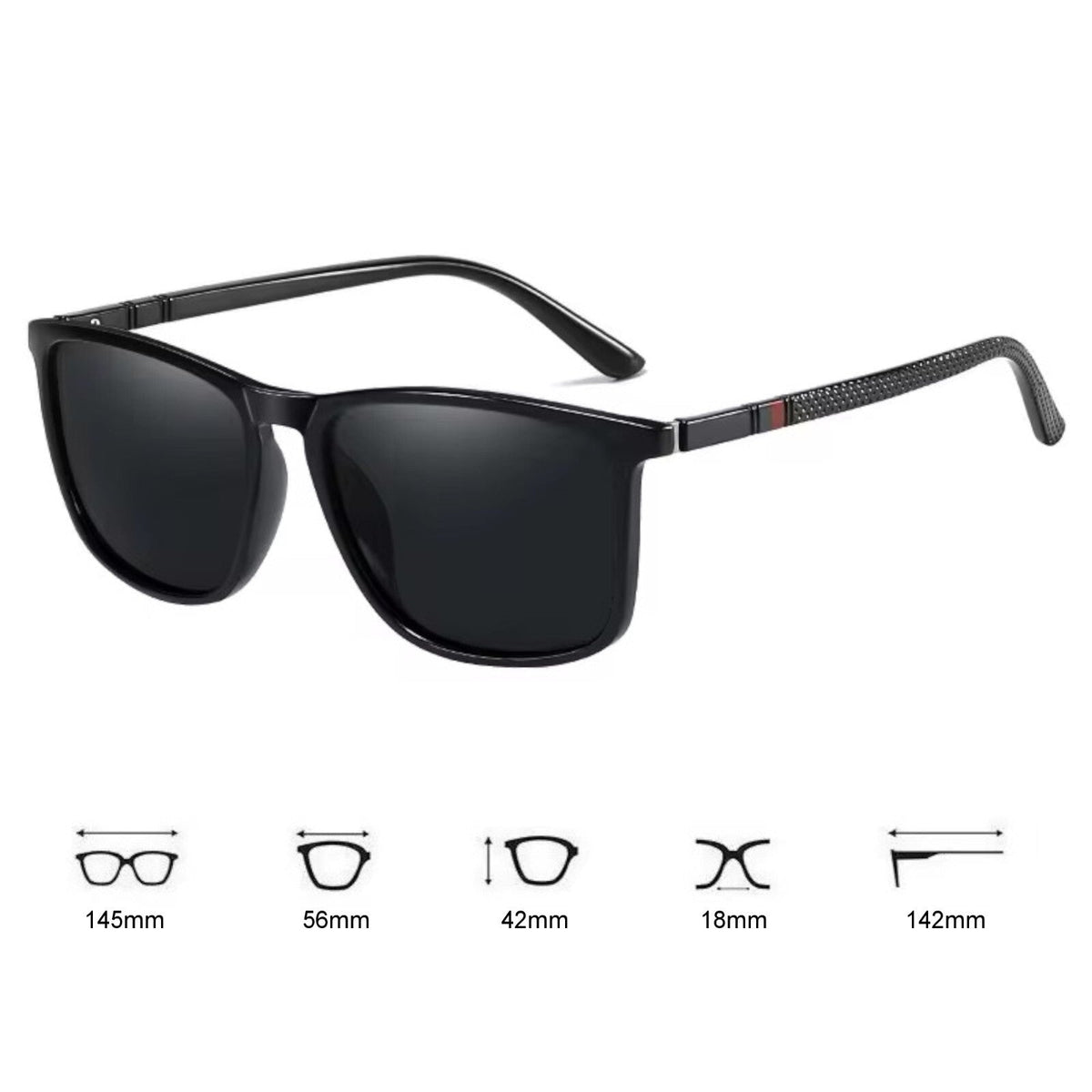 Schwarze Sonnenbrille mit dunklen Gläsern
