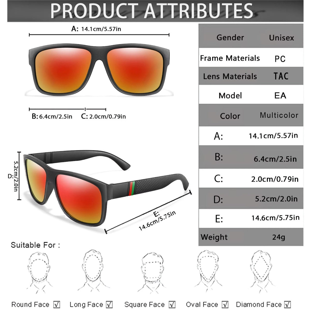 Stylische Sonnenbrille Matt Schwarz Gläser Orange Cool 5417 O - 3KShop.de