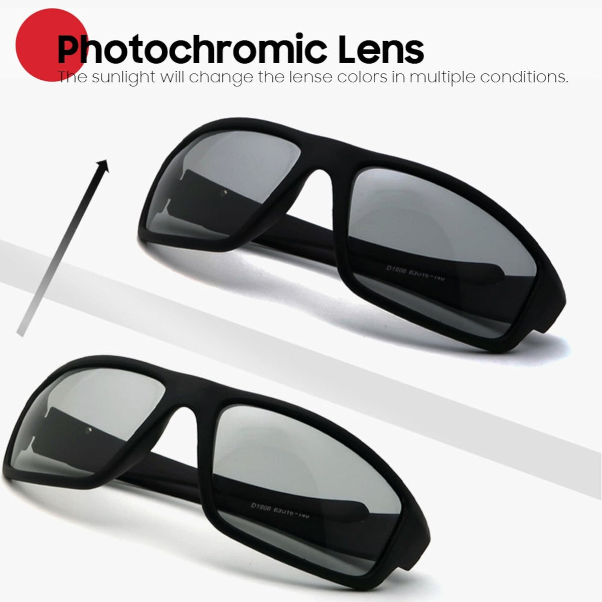Matt-schwarze photochrome polarisierte Sonnenbrille