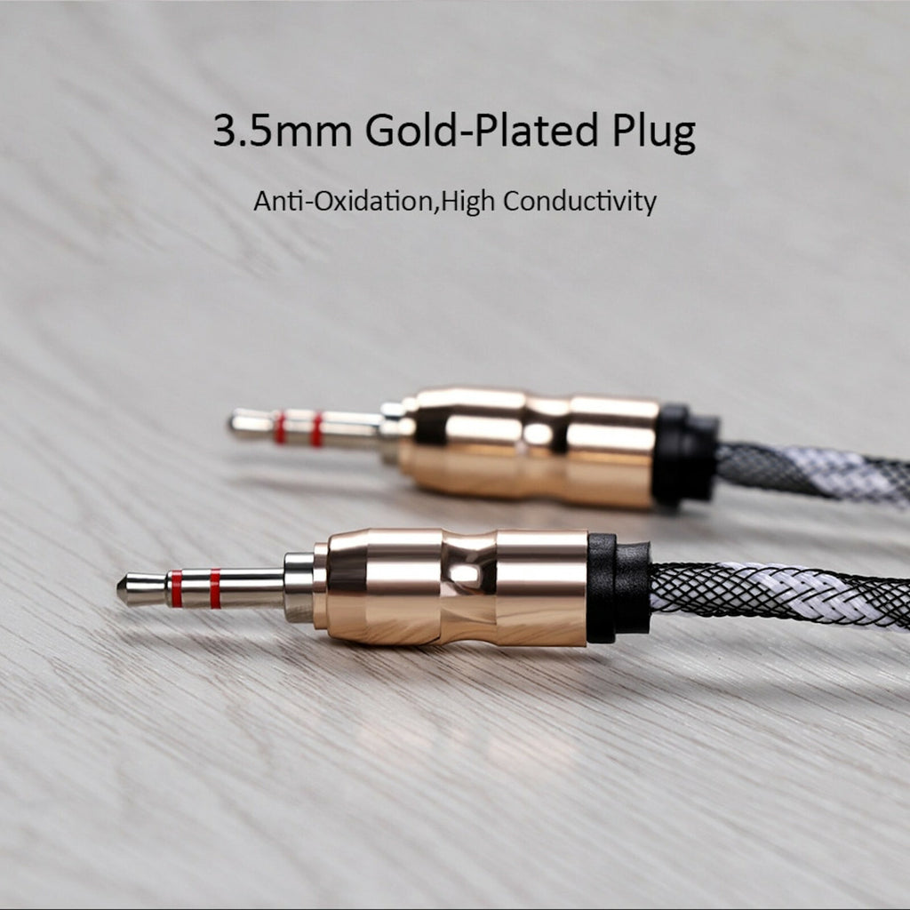 Premium Stereo Kopfhörer Anschlusskabel Nylon 1m 3,5mm Klinke Stecker>Stecker T1 - 3KShop.de