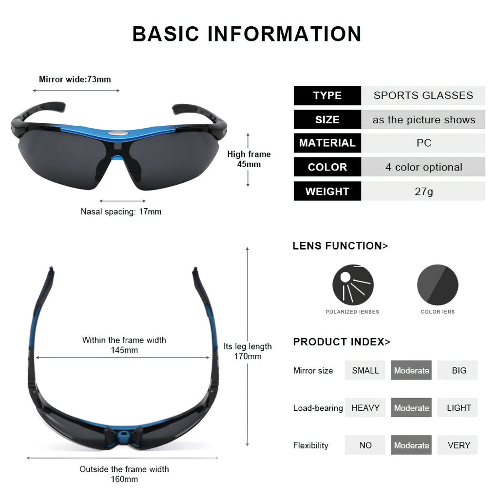 Schwarz-blaue polarisierte Sport-Sonnenbrille X4