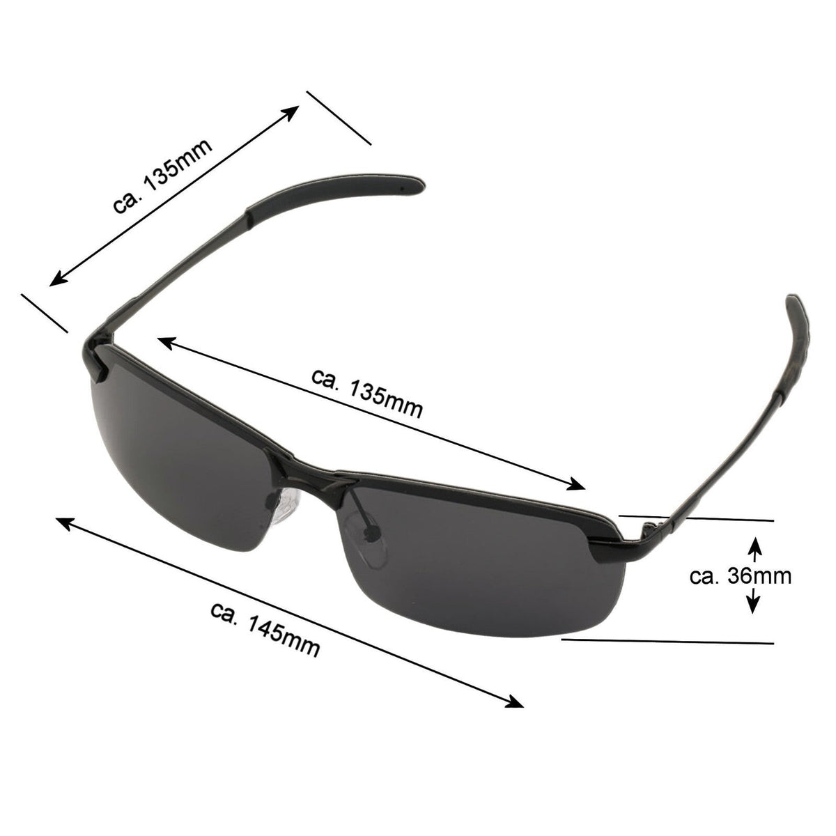 Schwarze Matrix-Sonnenbrille mit polarisierten Gläsern