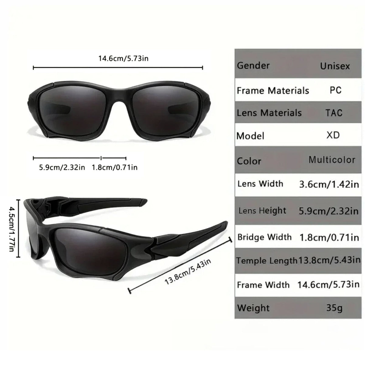 Schwarz-braune Sport-Sonnenbrille aus Polycarbonat