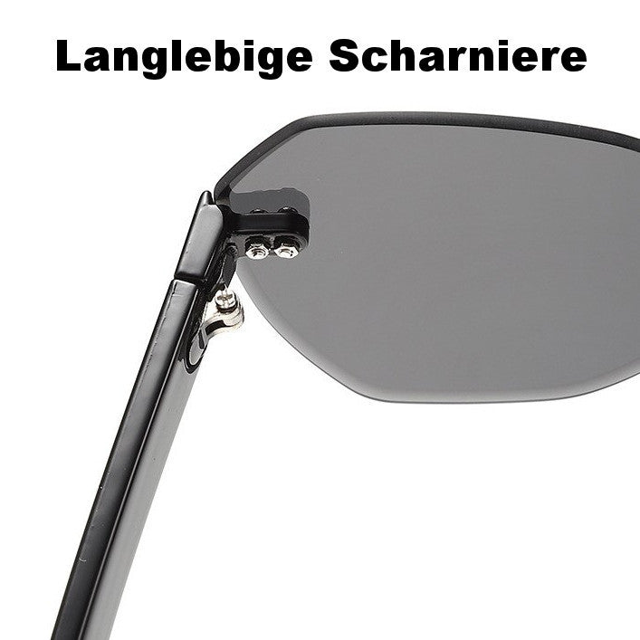 Ovale rahmenlose Designer-Sonnenbrille Schwarz-Grau