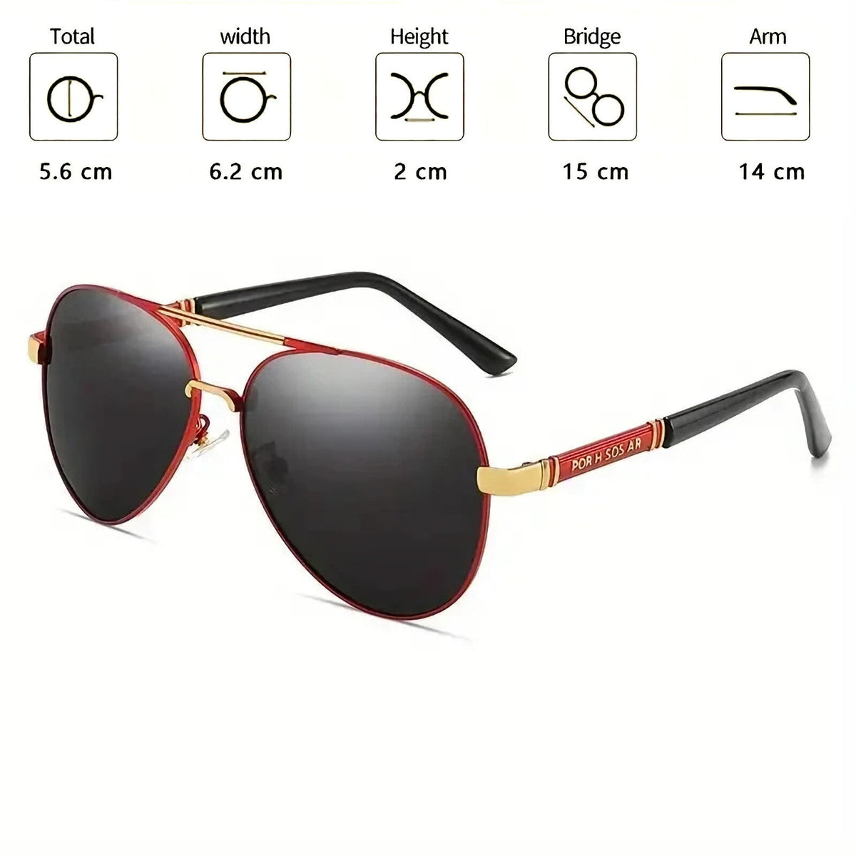 Rot-goldene Piloten-Sonnenbrille