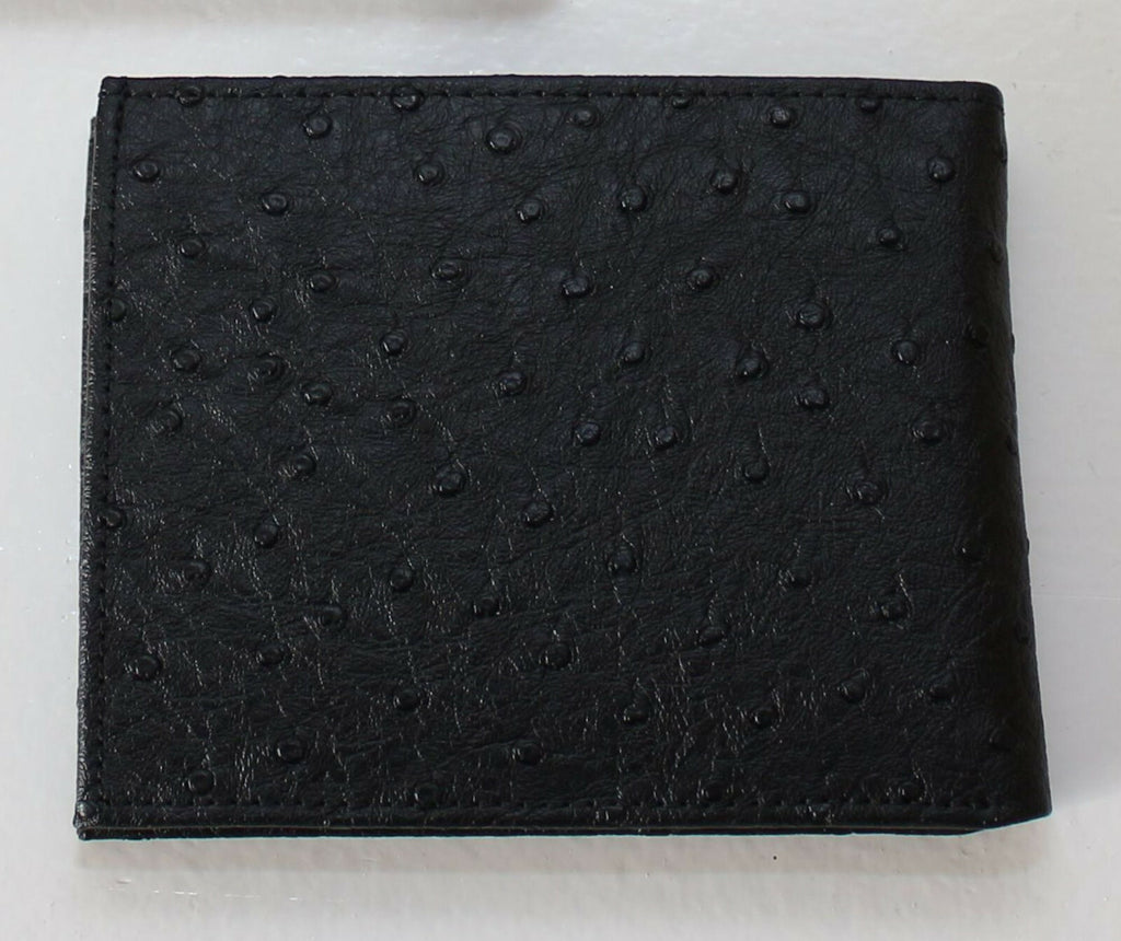 Herren Geldbeutel Portemonnaie Geldbörse Brieftasche Schwarz Straußenleder Optik - 3KShop.de