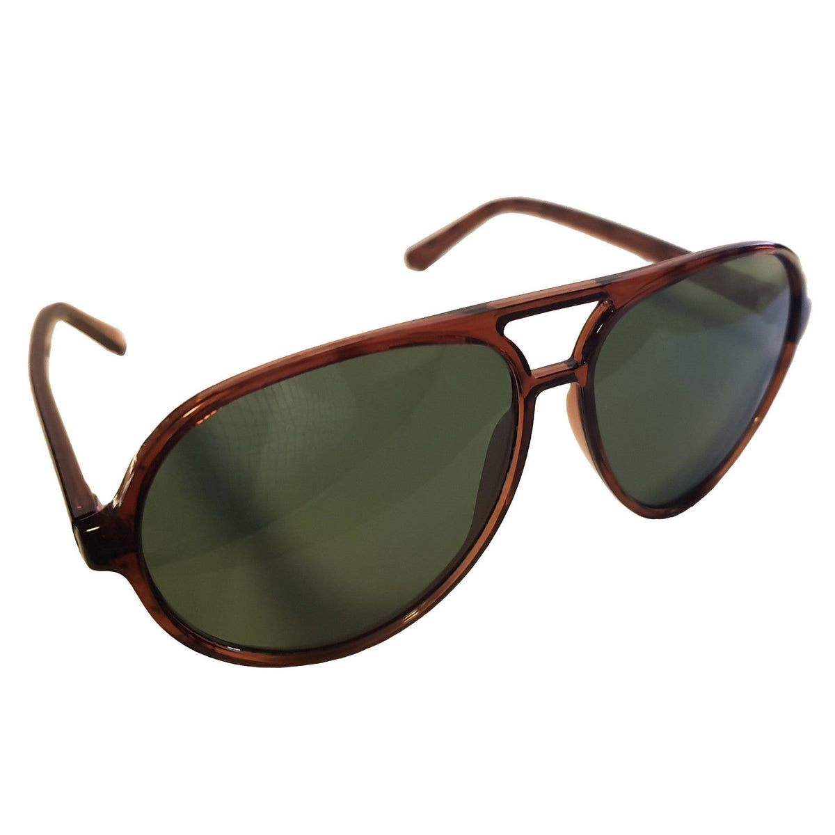 Braune Designer Damen-Sonnenbrille mit grünen Gläsern