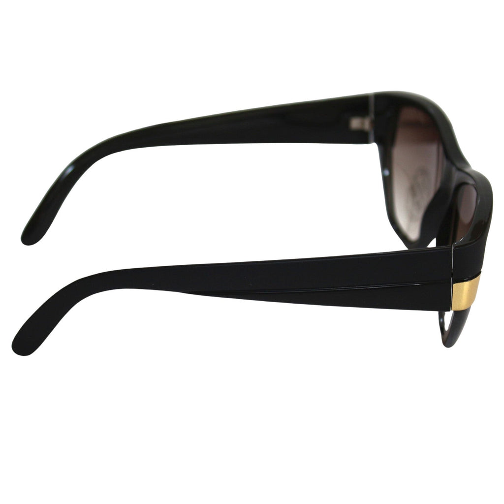 Mattschwarze Vintage Sonnenbrille mit goldenen Applikationen