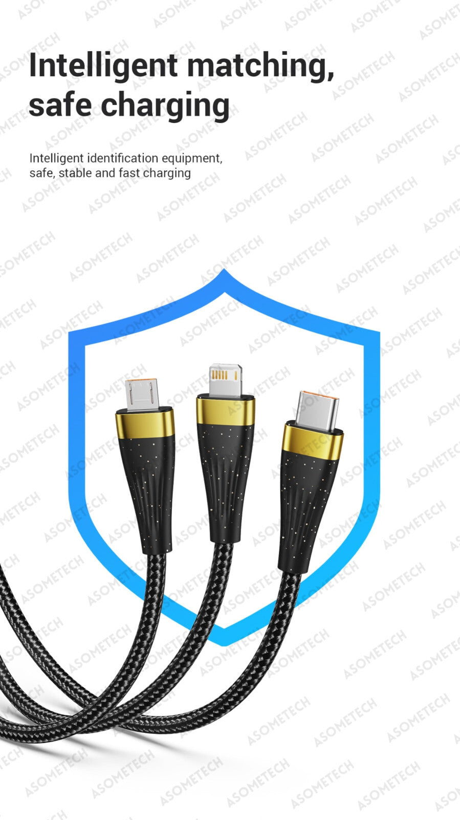 2m USB 100W Ladekabel Typ C Multi Micro Kabel Schnell Original Asometech - 3KShop.de