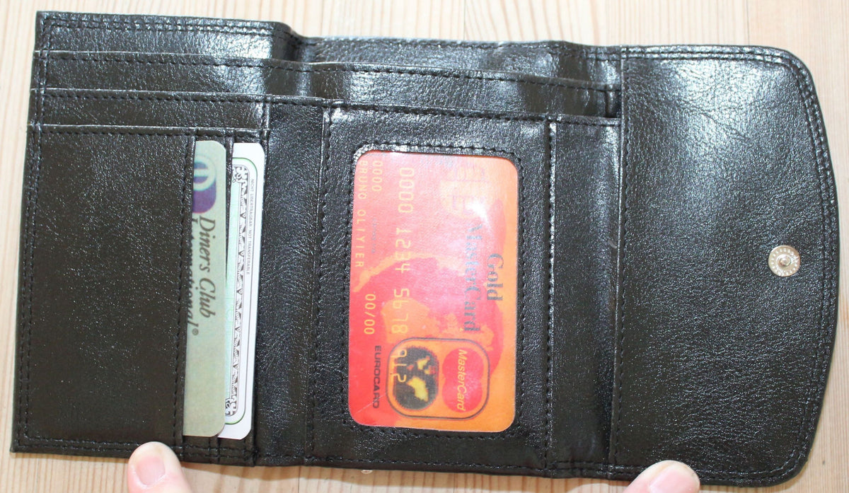 Portemonnaie Geldbörse Brieftasche Clipverschluss Leder Schwarz gross 2000-78R - 3KShop.de