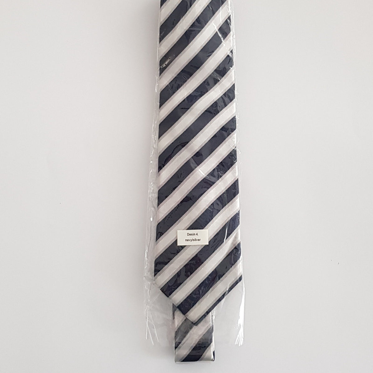 Original Mijas Herren Anlass / Business Krawatte - Navyblau silber gestreift - 3KShop.de