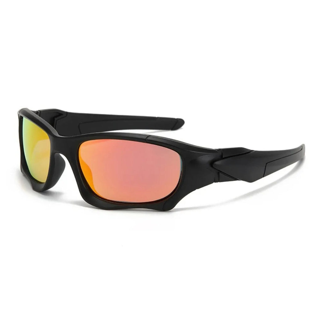 Schwarz-rote Sport-Sonnenbrille aus Polycarbonat