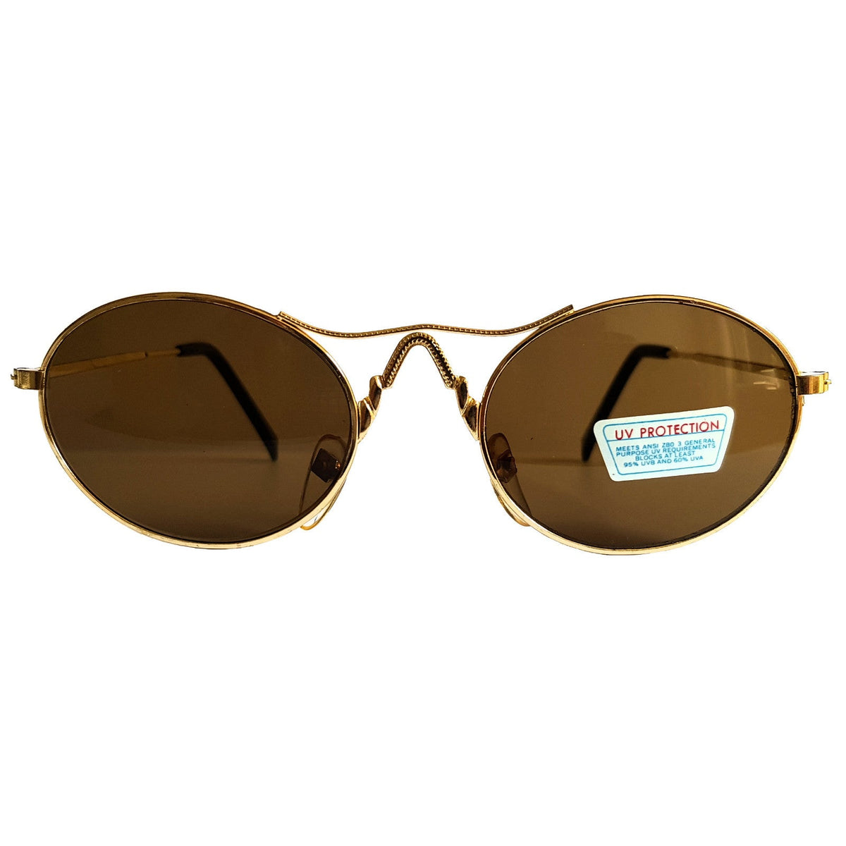 Gold-braune Vintage Damen-Sonnenbrille mit Verzierungen