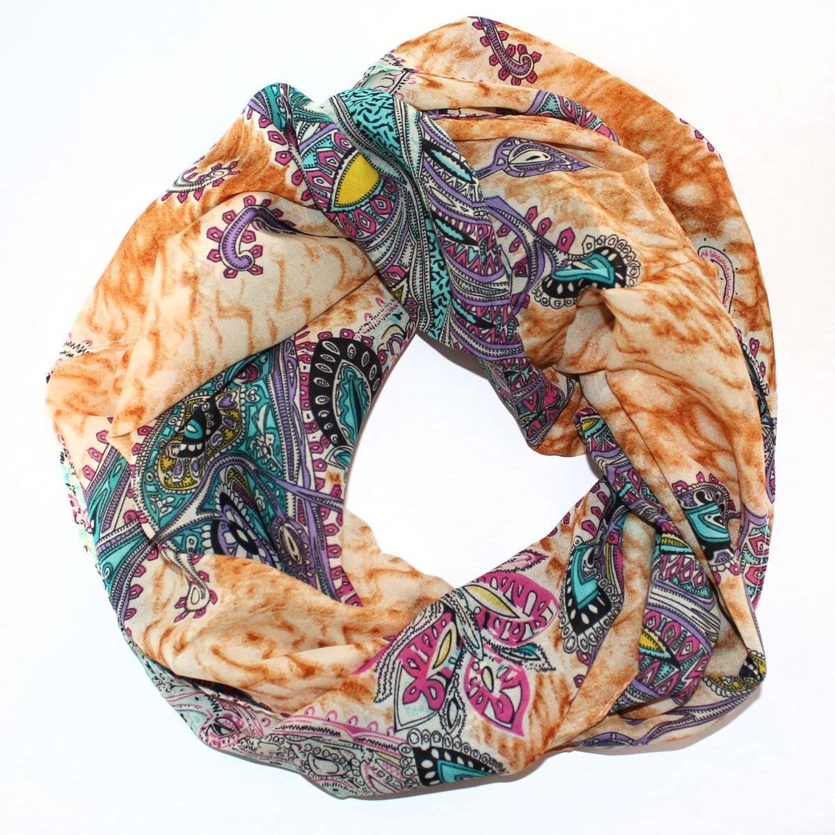 Wunderschoener Loop Schal Bunt Blumen, tolle Farbtöne von ManuMar - 3KShop.de