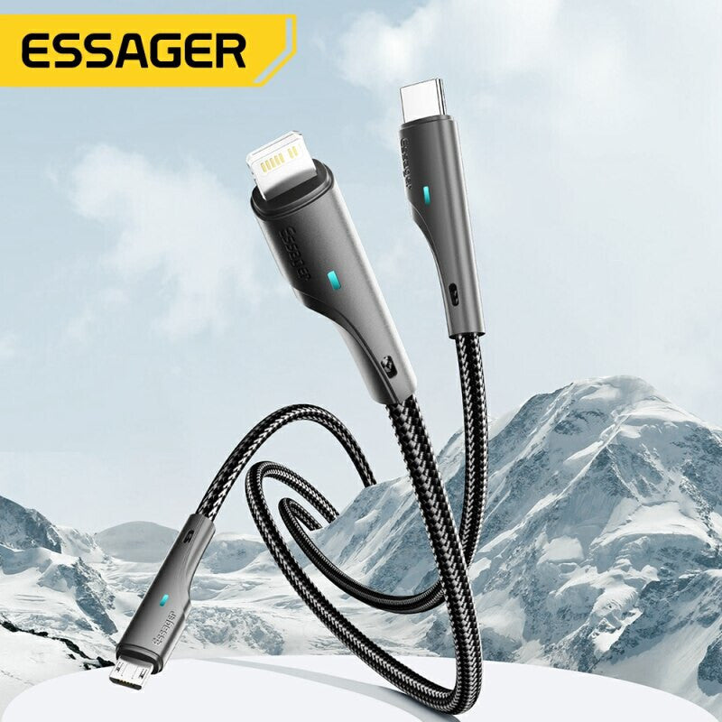 1,2m 3A USB Typ C Kabel Multi Micro Schnell Ladekabel iPhone Samsung Essager - 3KShop.de