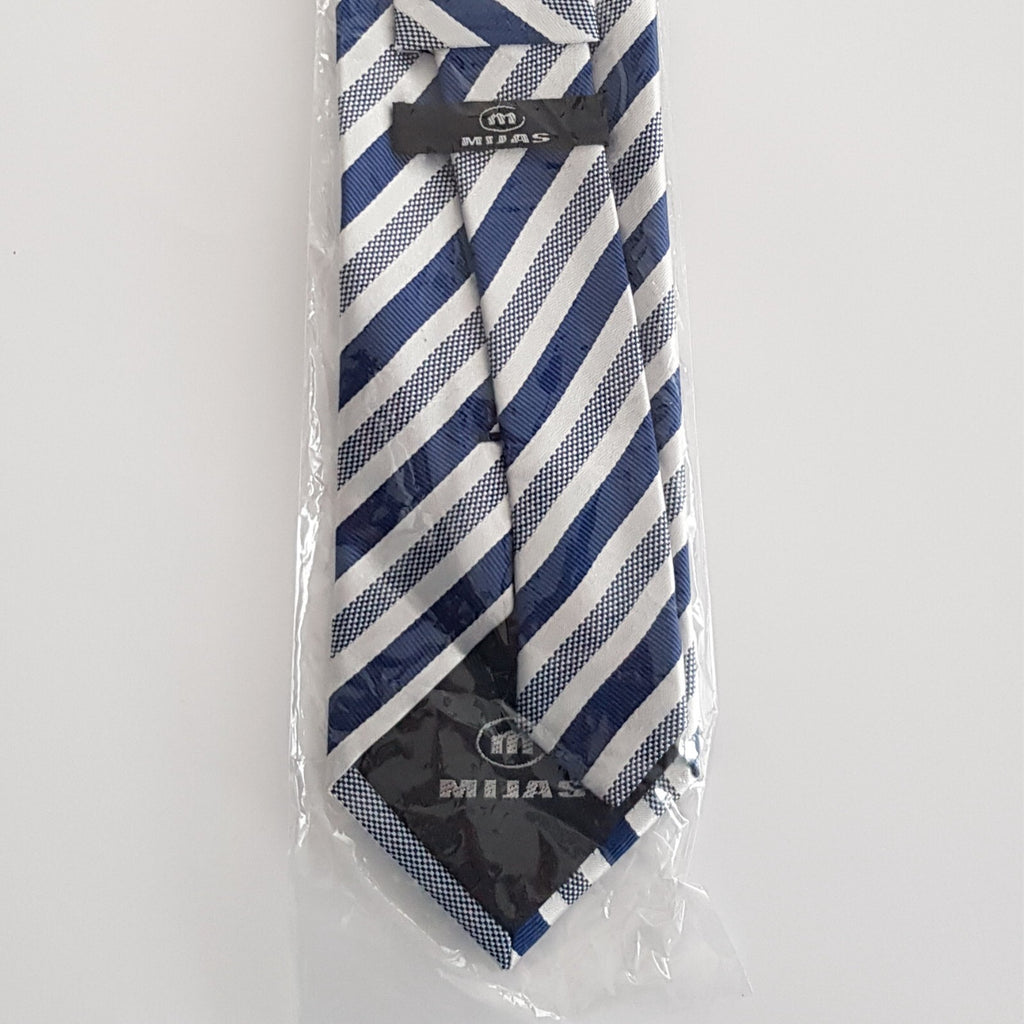 Original Mijas Herren Anlass / Business Krawatte Royalblau silber gestreift - 3KShop.de