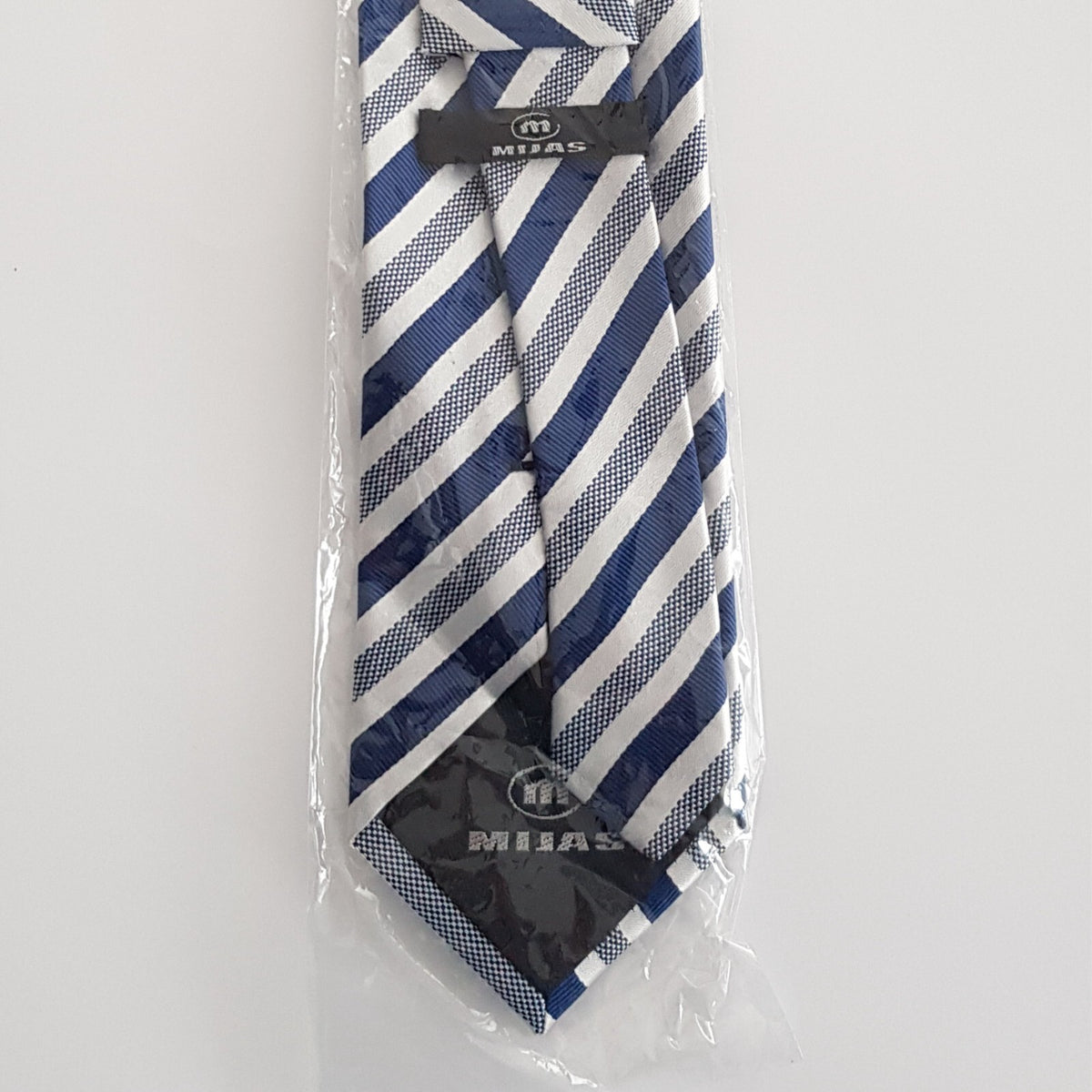 Original Mijas Herren Anlass / Business Krawatte Royalblau silber gestreift - 3KShop.de