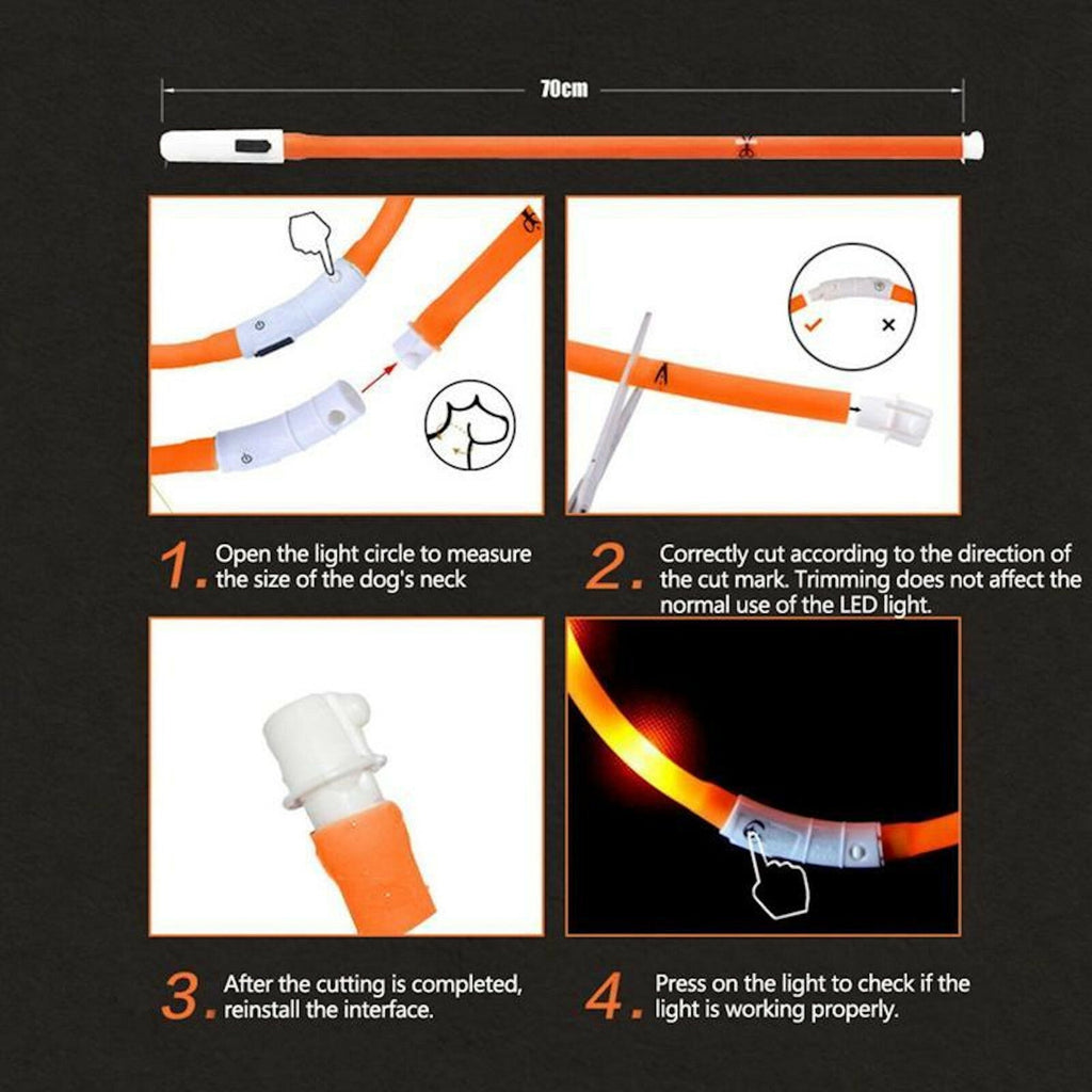 Kürzbares LED-Hundehalsband mit mehreren LEDs