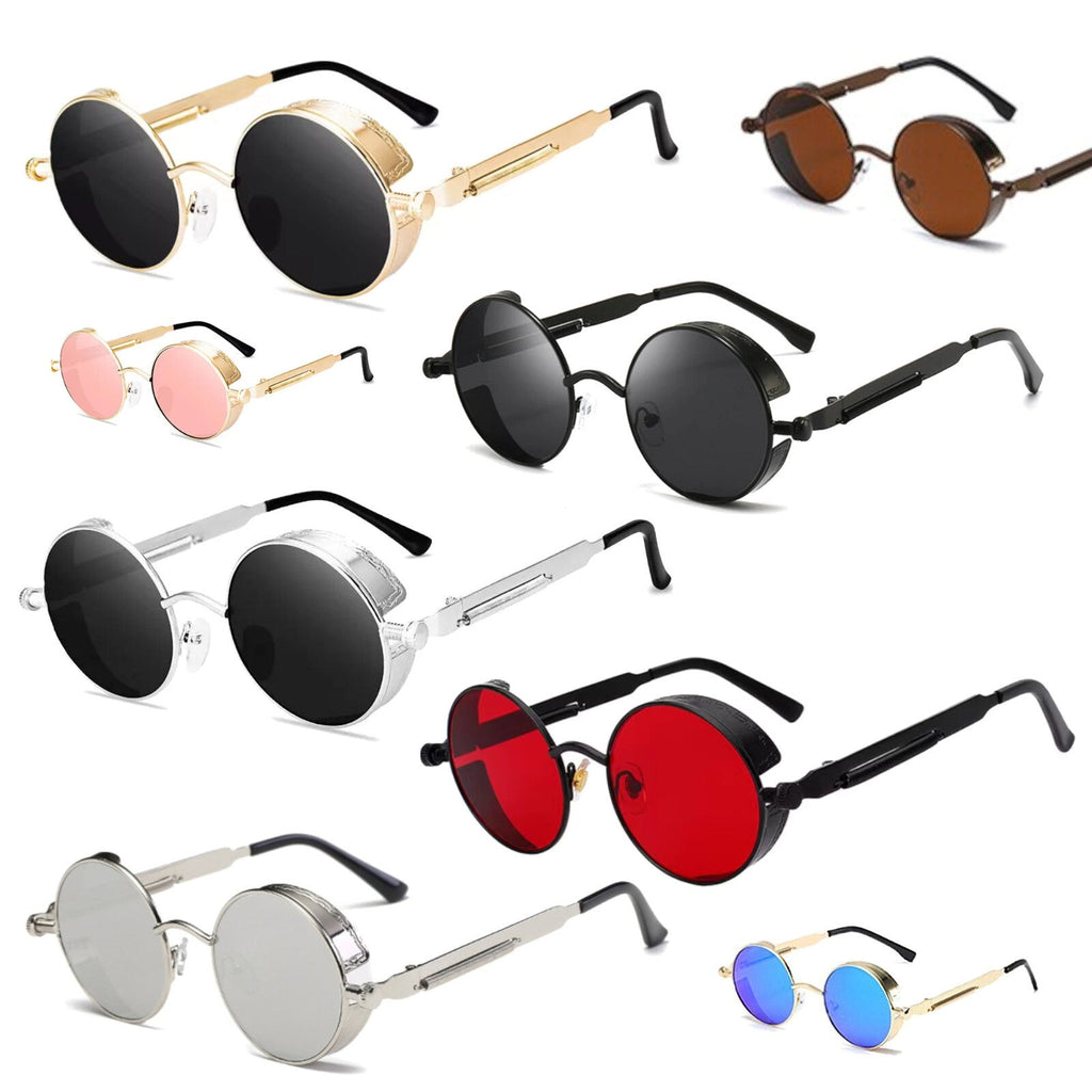 Runde schwarze Steampunk-Sonnenbrille