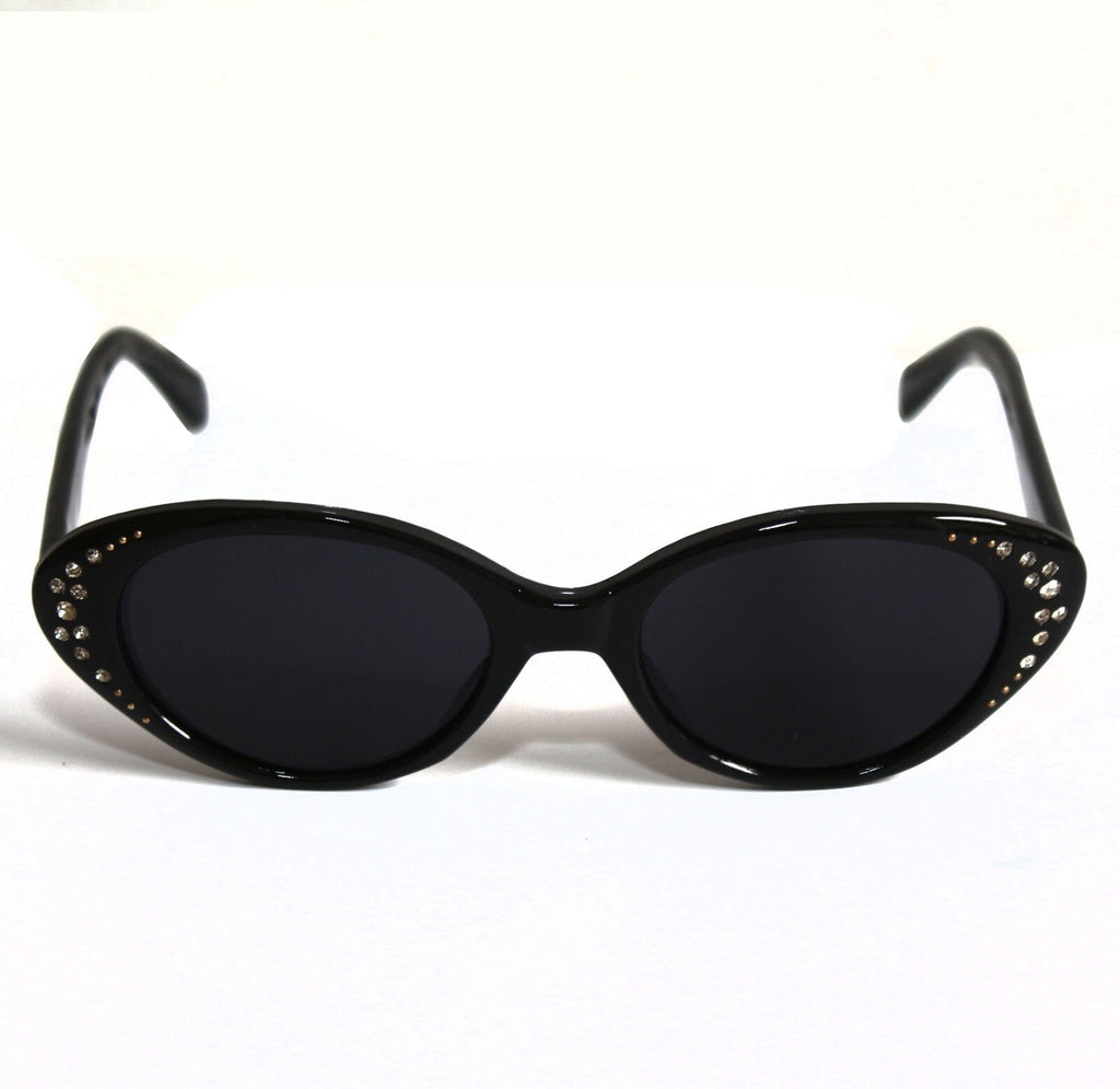 Schwarze Cat-Eye-Sonnenbrille mit Strass