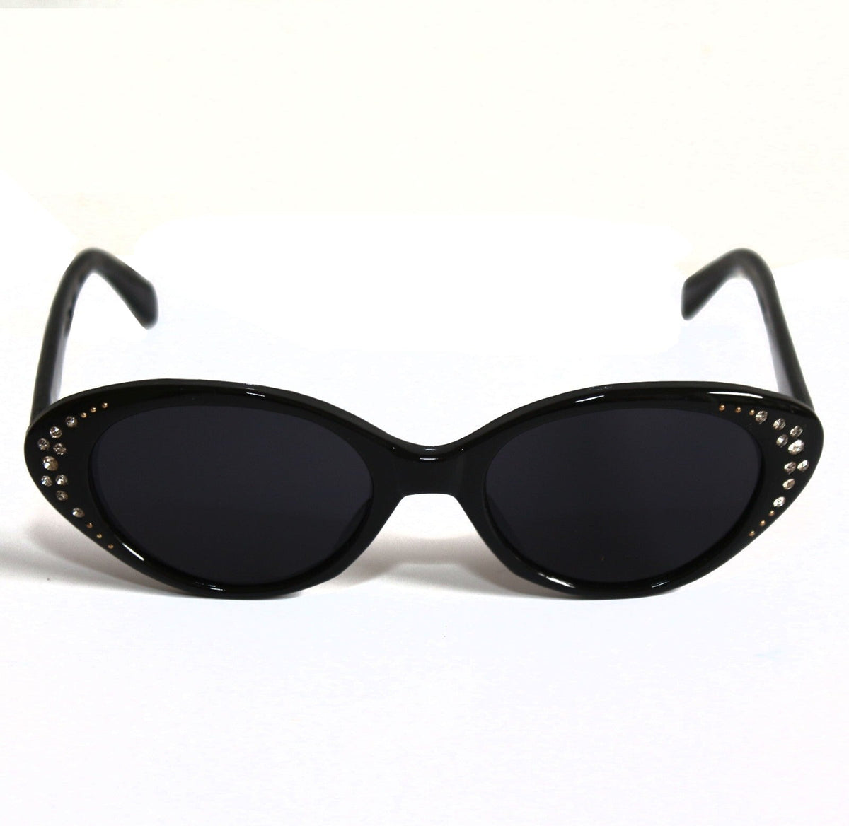 Schwarze Cat-Eye-Sonnenbrille mit Strass
