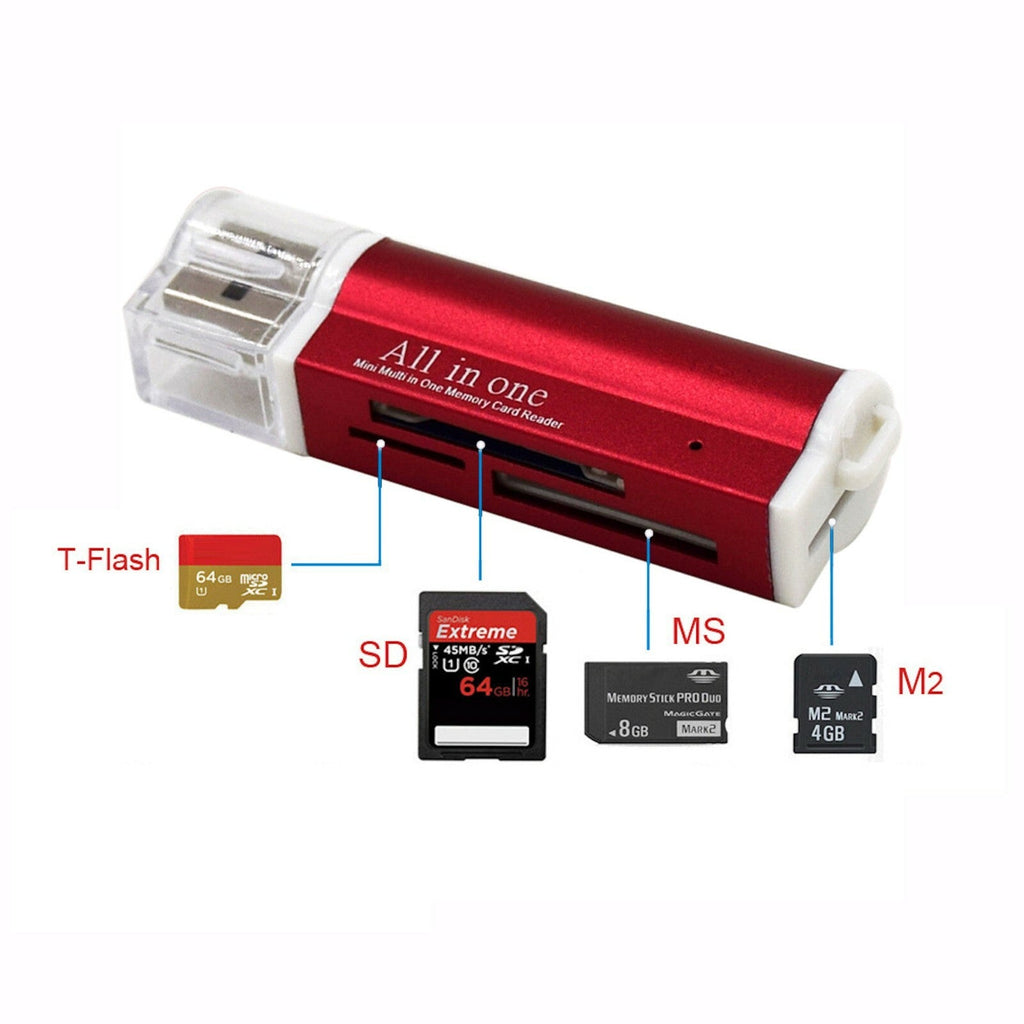 Roter USB-Kartenleser für MicroSD SDHC MMC M2