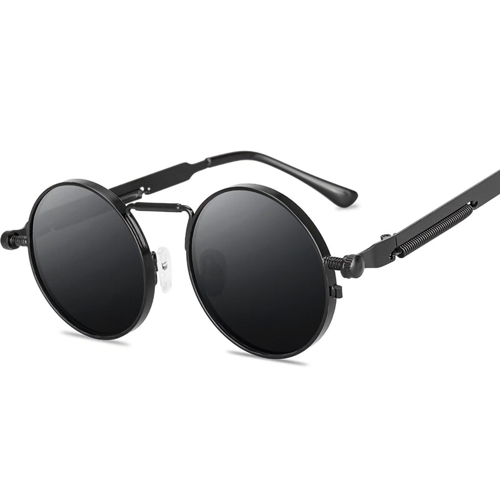 Runde schwarze Steampunk-Sonnenbrille im Lennon-Stil