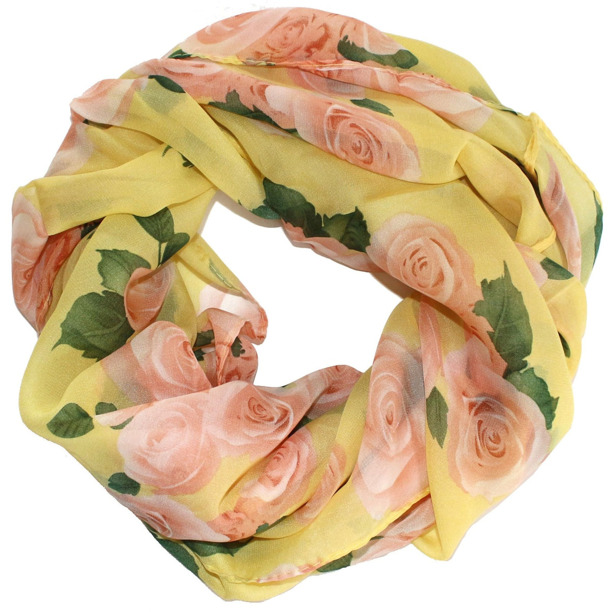 Wunderschoener Loop Schal Bunt Blumen gelb, tolle Farbtöne von ManuMar - 3KShop.de